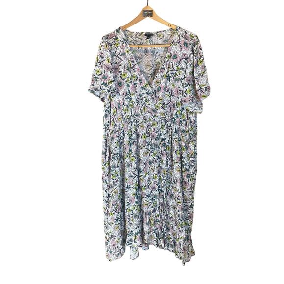 Torrid Floral Midi Dress Women’s Size 4X Boho Short Sleeve Pockets Rayon - Picture 1 of 10